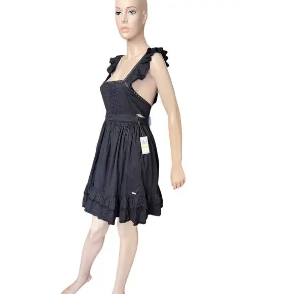 Superdry NEW Vintage Inspired Mini Dress Square Neckline Ruffles Straps Size M - Picture 8 of 15